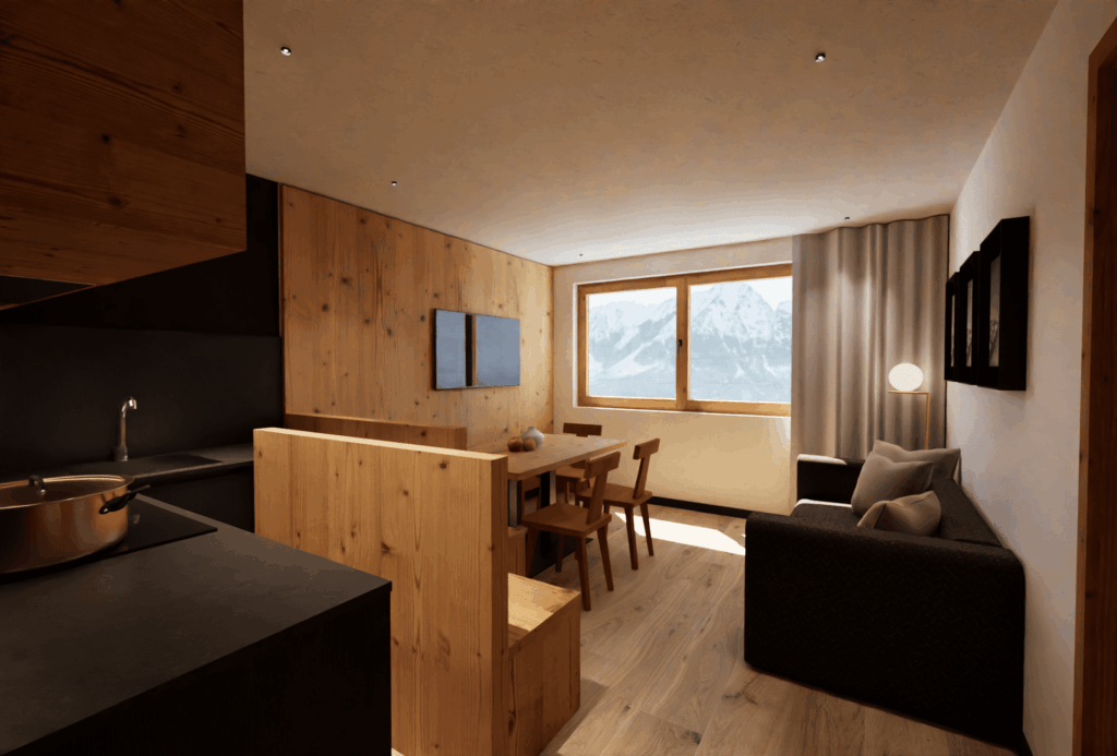 Salon lub część dzienna apartamentu.