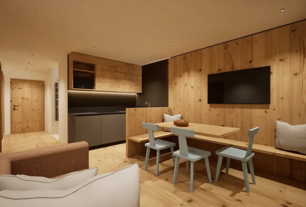 Salon lub część dzienna apartamentu.